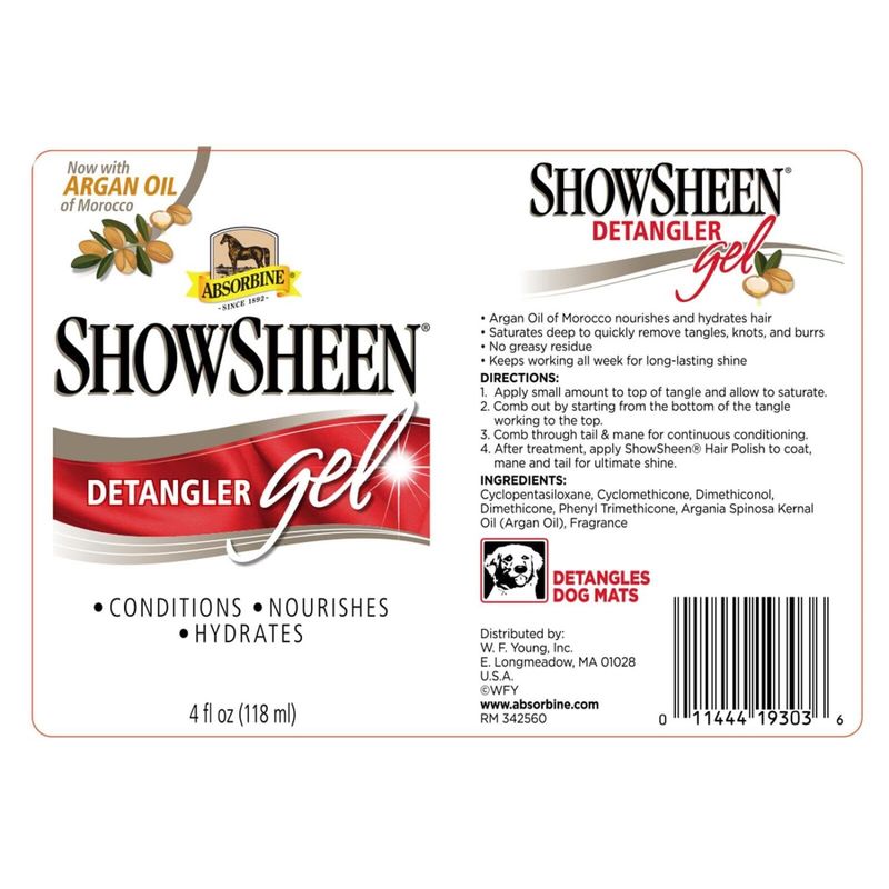 Absorbine ShowSheen Detangler Gel - flokefjerner